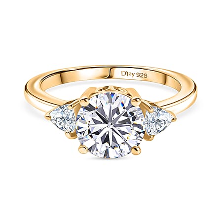 D'Joy Moissanite Solitaire Ring in 18K YG PlatingSterling Silver  2.182  Ct.