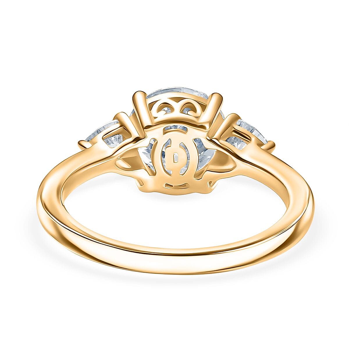 D'Joy Moissanite Solitaire Ring in Yellow Gold Plated Sterling Silver 2.18 Ct.
