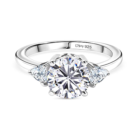 D'Joy Moissanite Solitaire Ring in Platinum OverlaySterling Silver  2.182  Ct.