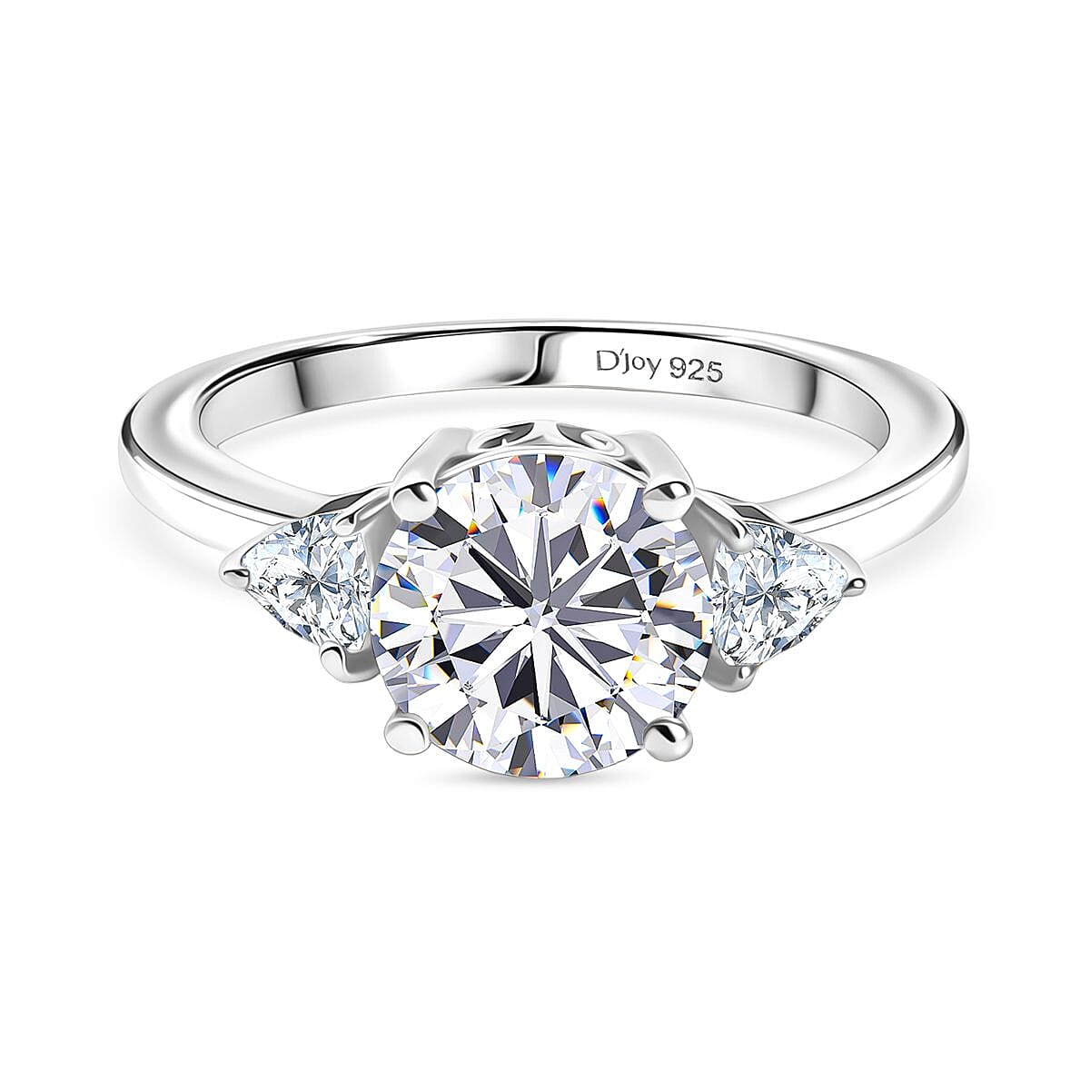 D'Joy Moissanite Solitaire Ring in Platinum Overlay Sterling Silver  2.18 Ct.