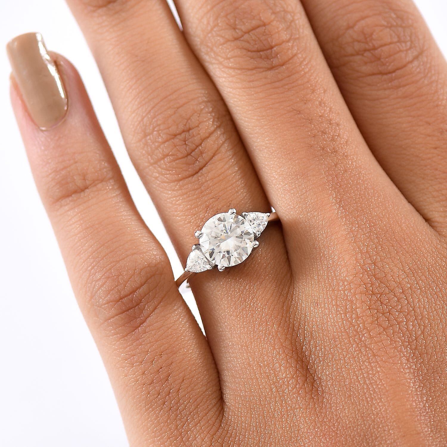 D'Joy Moissanite Solitaire Ring in Platinum Overlay Sterling Silver  2.18 Ct.