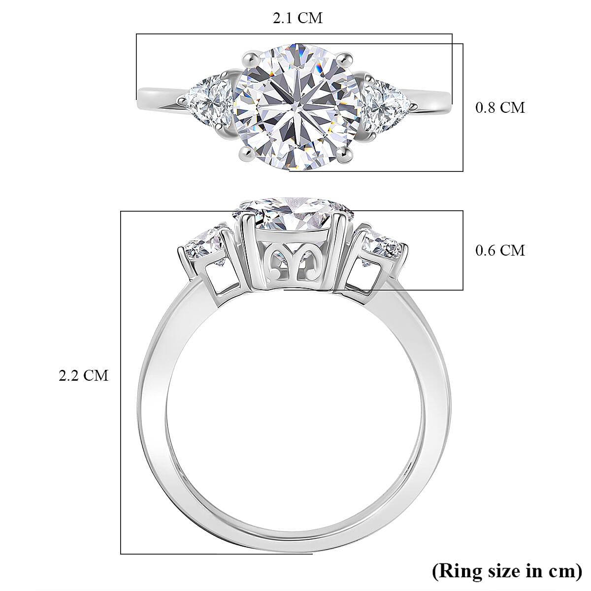 D'Joy Moissanite Solitaire Ring in Platinum Overlay Sterling Silver  2.18 Ct.