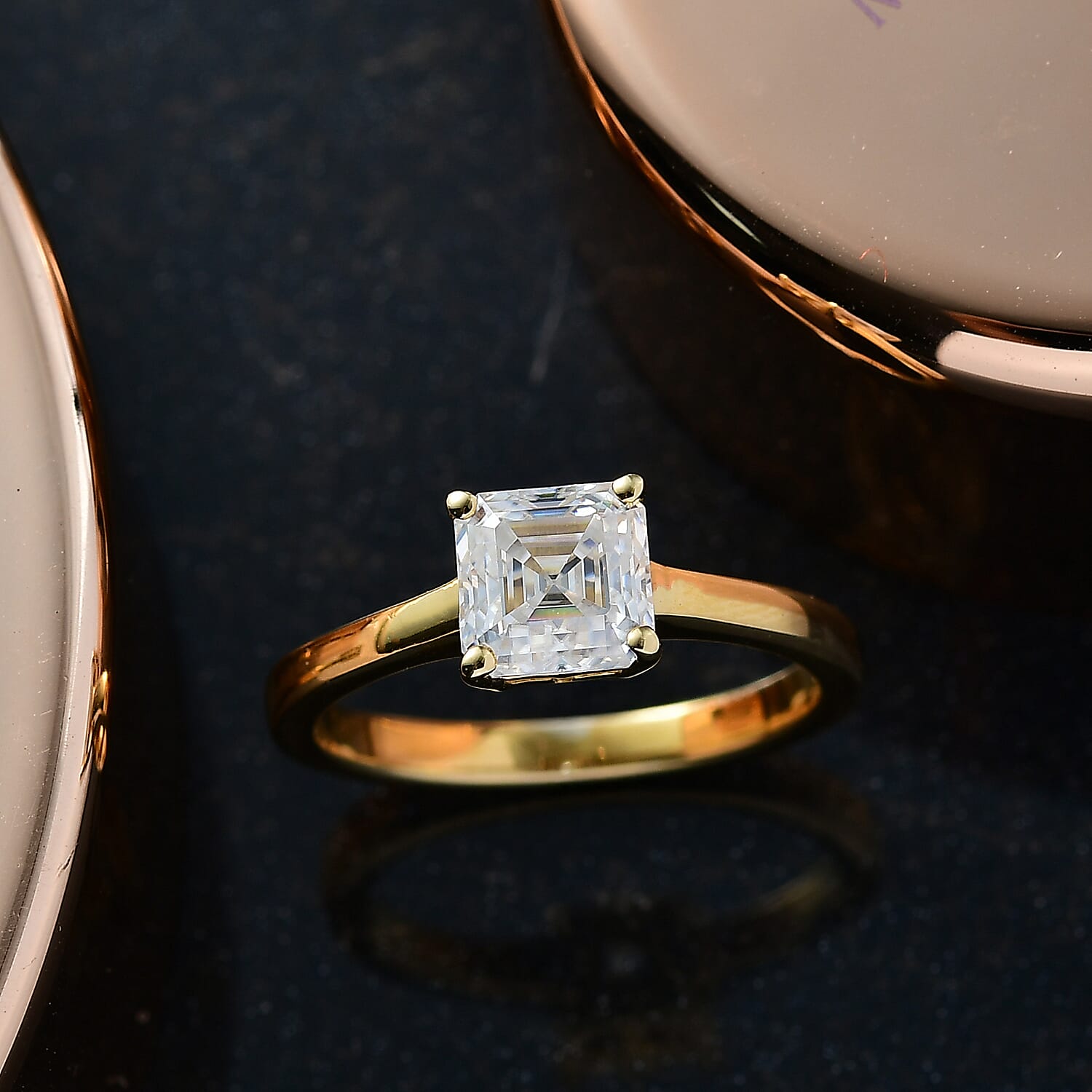 Moissanite Asscher-Cut Solitaire Ring