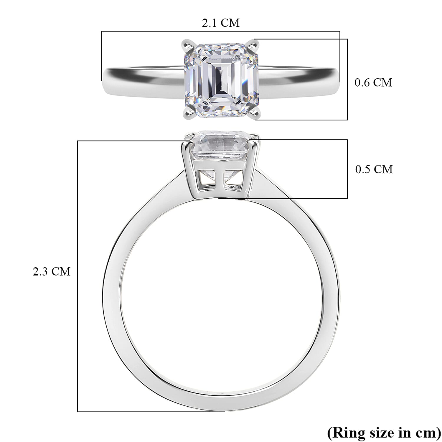 Moissanite Solitaire Ring in Platinum Overlay Sterling Silver 1.16 Ct.