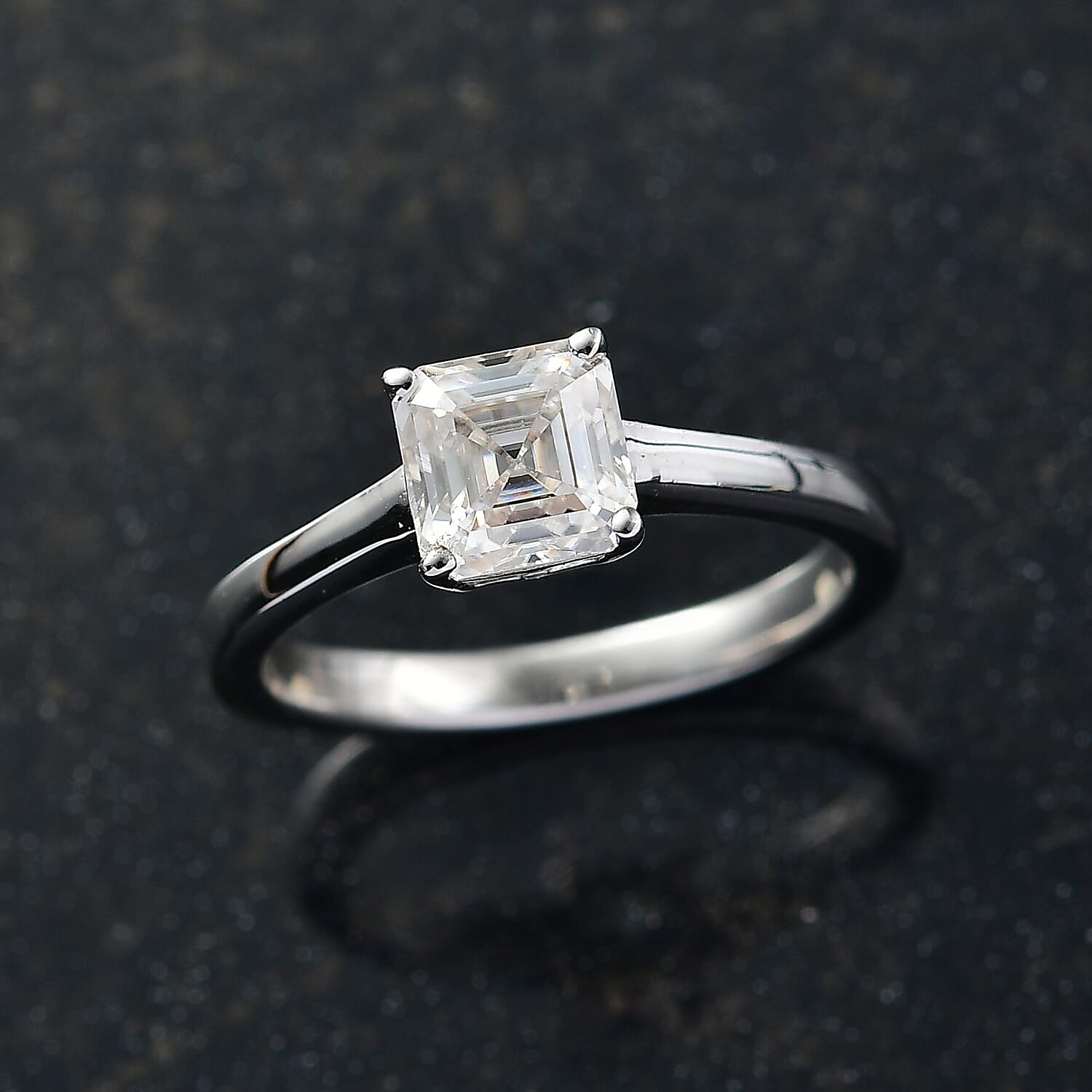 Moissanite Asscher-Cut Solitaire Ring