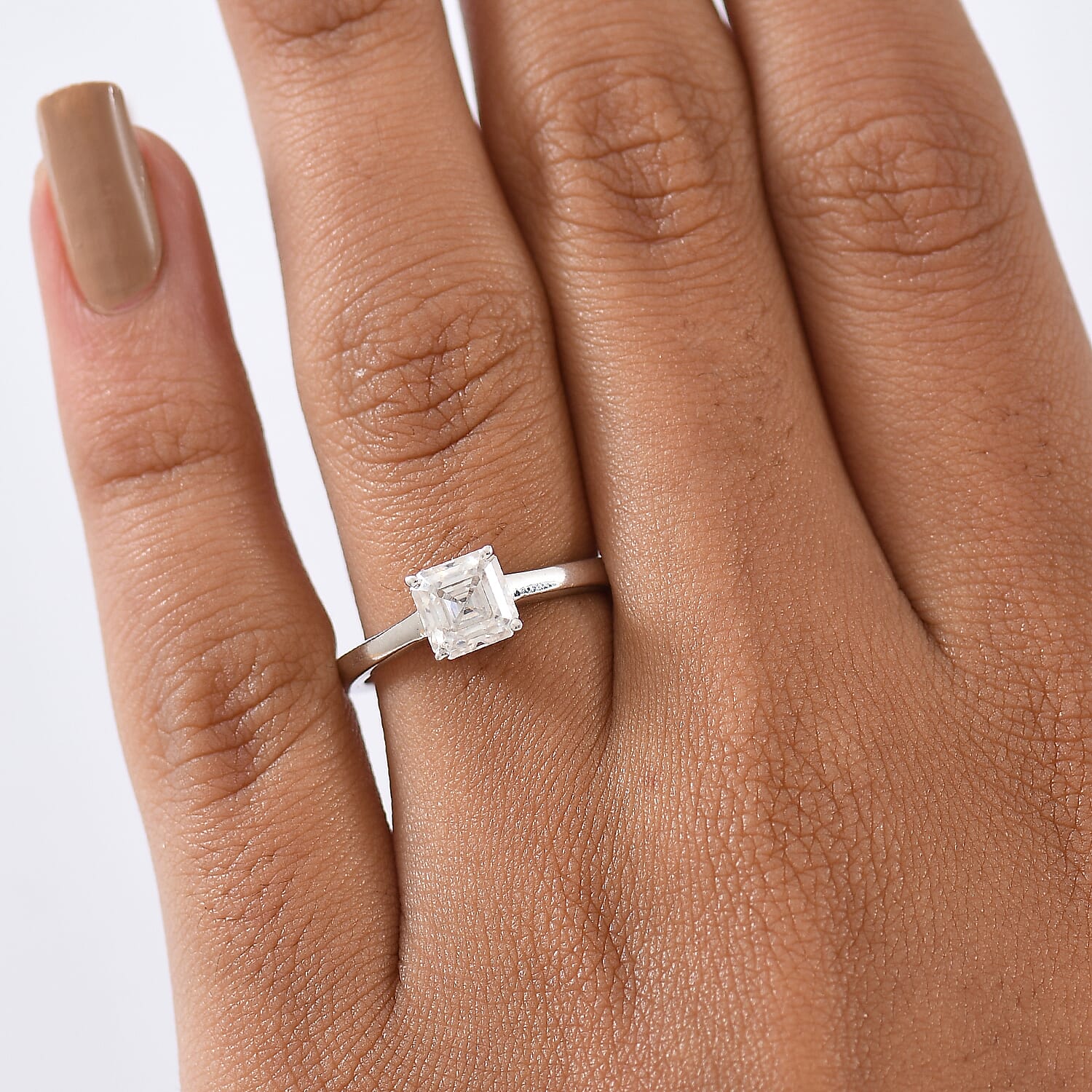Moissanite Asscher-Cut Solitaire Ring