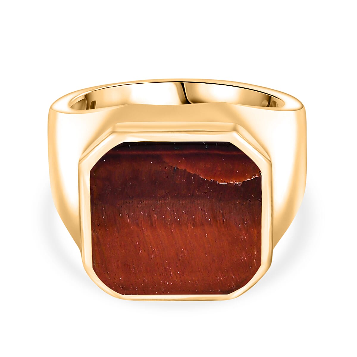 EverTrue Red Tiger Eye Solitaire Ring in Yellow Gold Plated 10.59 Ct.