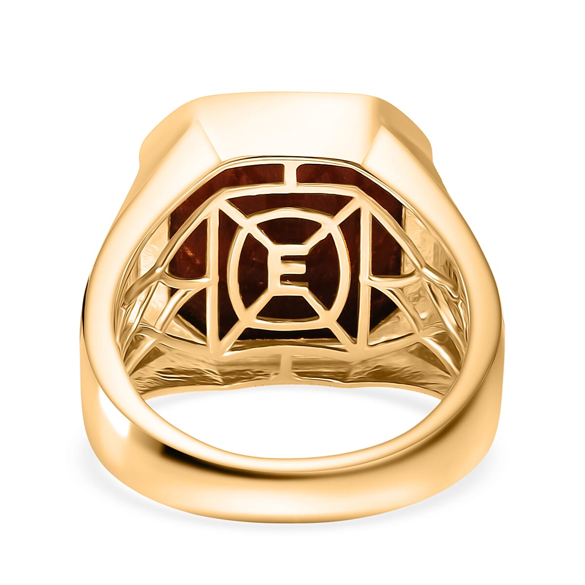 EverTrue Red Tiger Eye Solitaire Ring in Yellow Gold Plated 10.59 Ct.