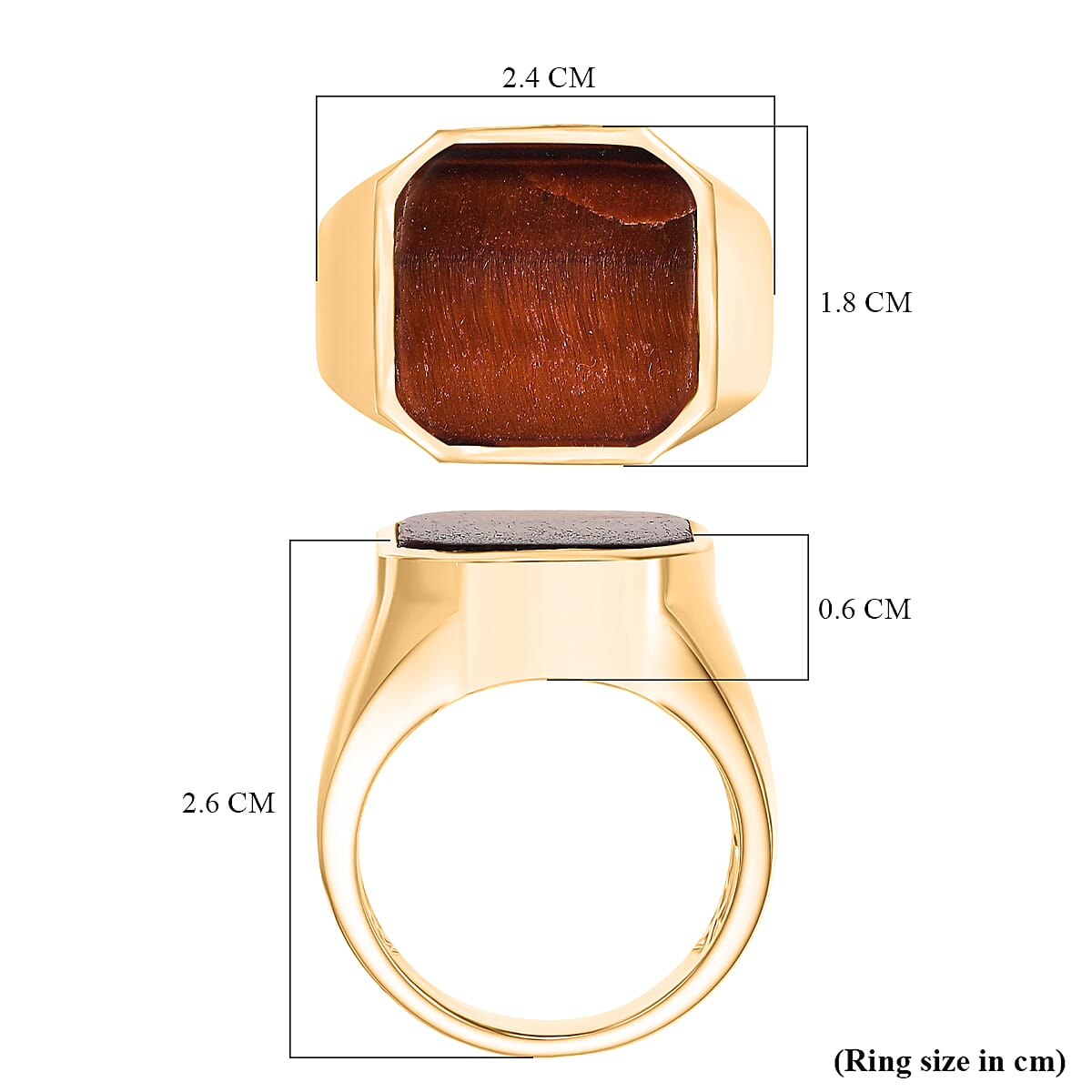 EverTrue Red Tiger Eye Solitaire Ring in Yellow Gold Plated 10.59 Ct.