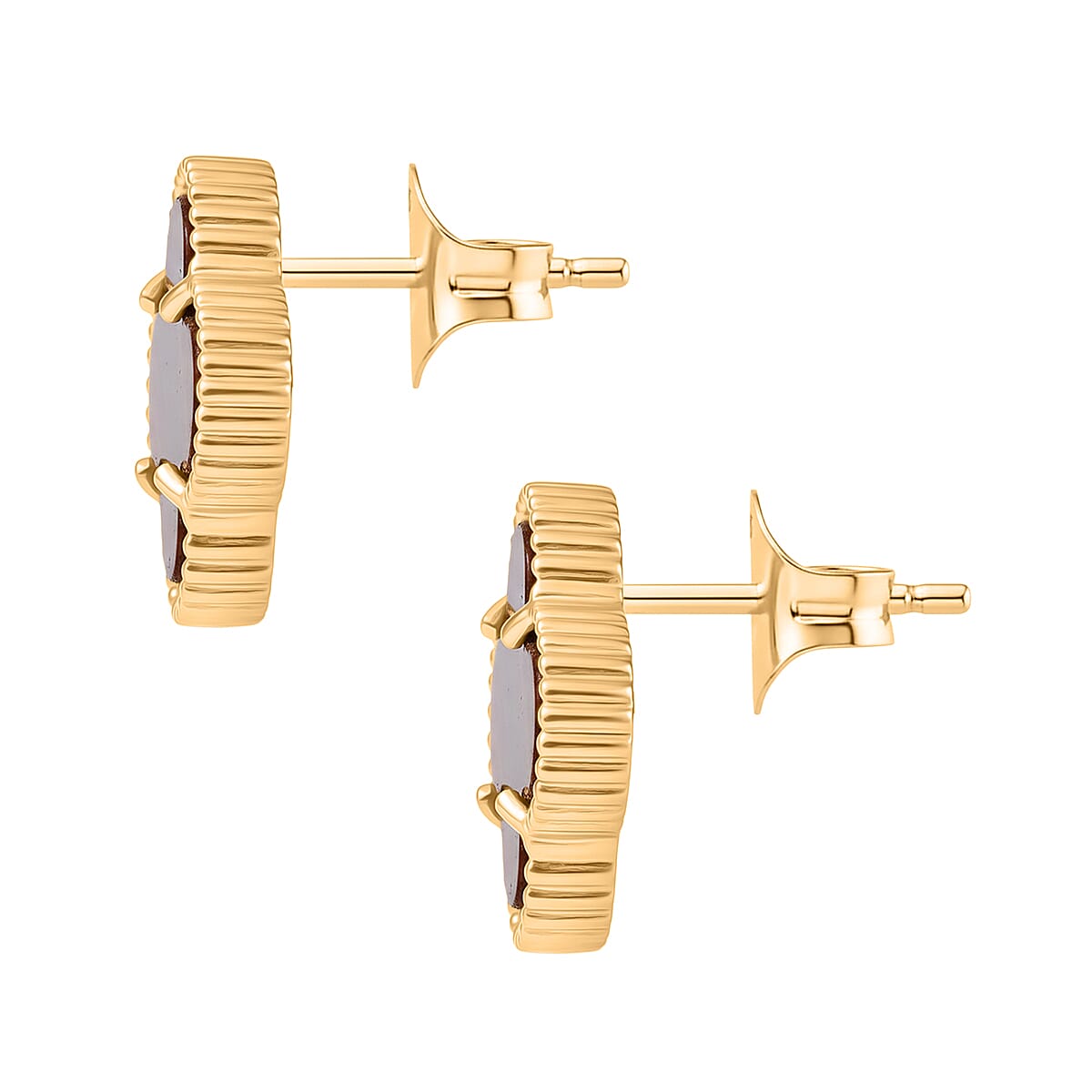 EverTrue Red Tiger Eye Earring with Push Back in Yellow Gold Plated 17.82 Ct.