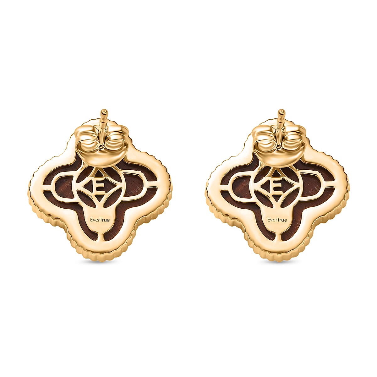 EverTrue Red Tiger Eye Earring with Push Back in Yellow Gold Plated 17.82 Ct.