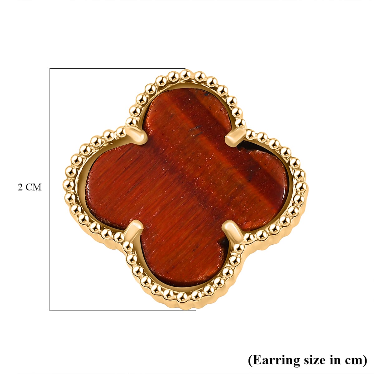 EverTrue Red Tiger Eye Earring with Push Back in Yellow Gold Plated 17.82 Ct.
