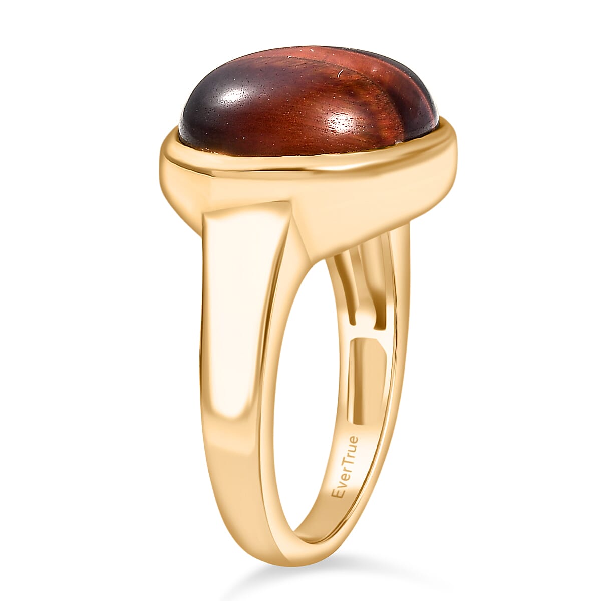 EverTrue Red Tiger Eye Solitaire Ring in Yellow Gold Plated 9.95 Ct.