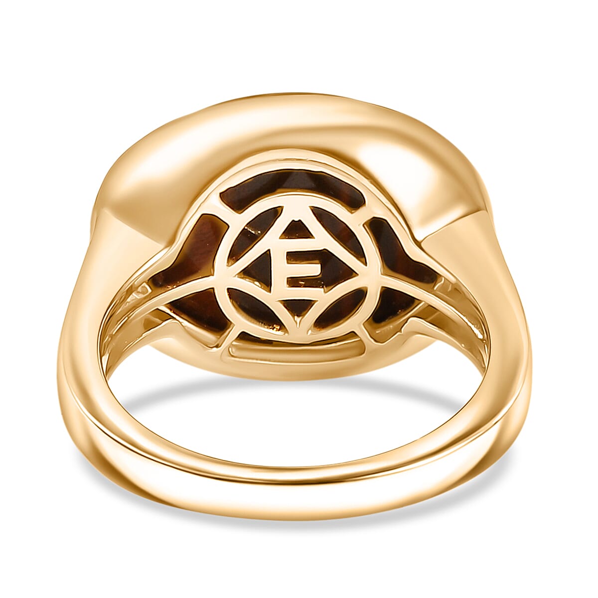 EverTrue Red Tiger Eye Solitaire Ring in Yellow Gold Plated 9.95 Ct.