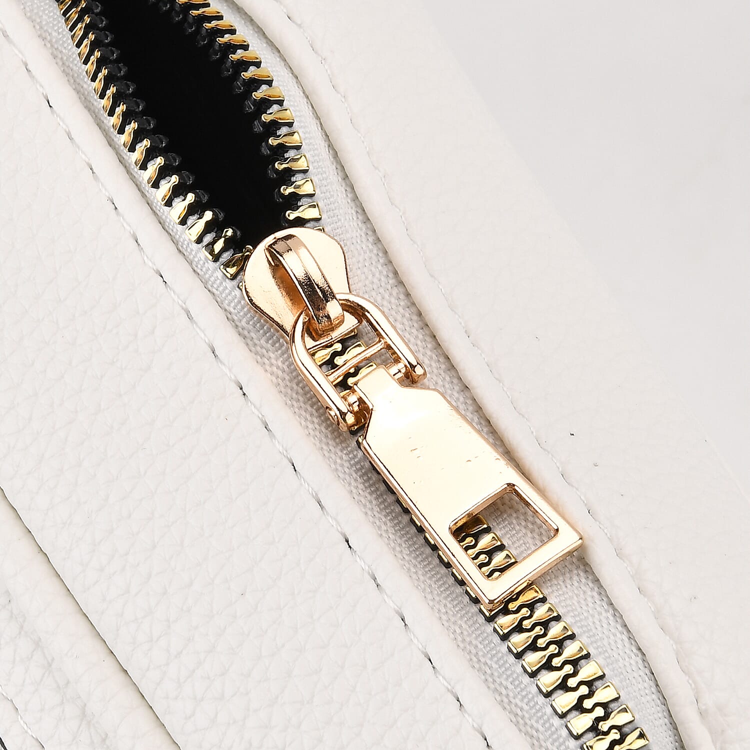 Multi-Pocket Crossbody Bag with Gold Chain Detail - White