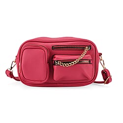 Multi-Pocket Crossbody Bag with Gold Chain Detail - Teal