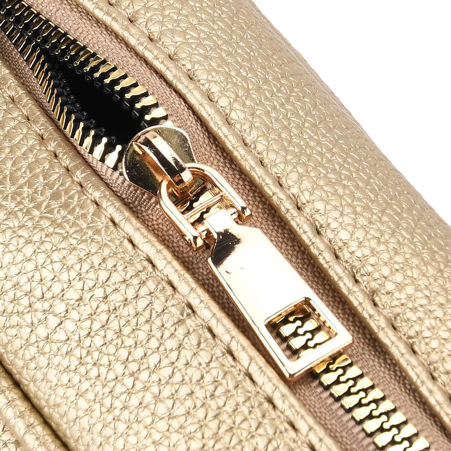 Multi-Pocket Crossbody Bag with Gold Chain Detail - Gold