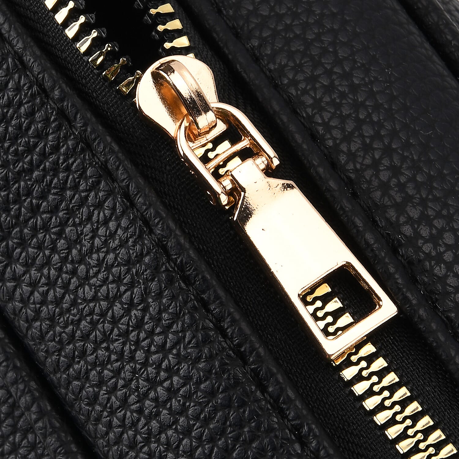Multi-Pocket Crossbody Bag with Gold Chain Detail - Black