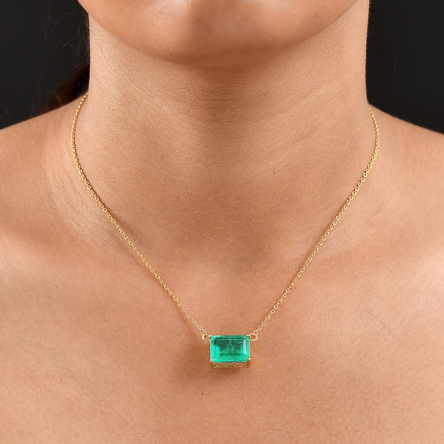 D'Joy Emeraldine Triplet Quartz Necklace (Size - 20) in Yellow Gold Plated Sterling Silver 7.95 Ct.