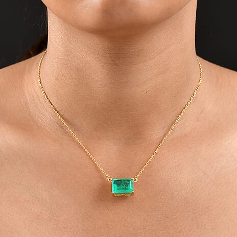 D'Joy Emeraldine Triplet Quartz Necklace (Size - 20) in Yellow Gold Plated Sterling Silver 7.95 Ct.