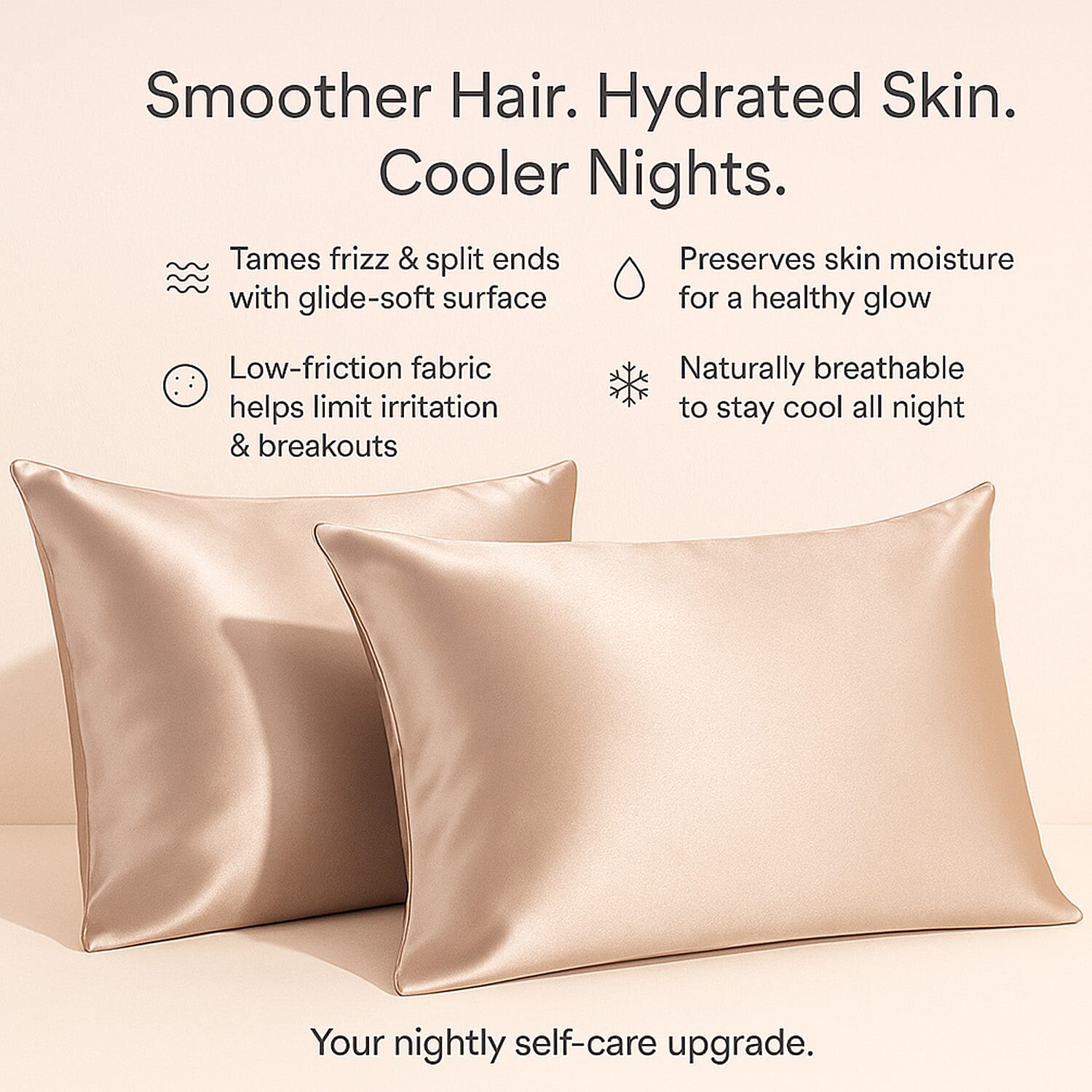 LIVMORE 100% Mulberry Silk Luxury Pillow Cover with MOP Button Closure - Beige