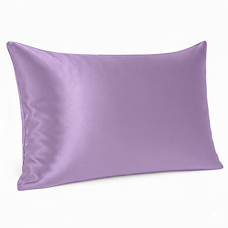 LIVMORE 100% Mulberry Silk Luxury Pillow Cover with MOP Button Closure - Light Purple