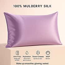 LIVMORE 100% Mulberry Silk Luxury Pillow Cover with MOP Button Closure