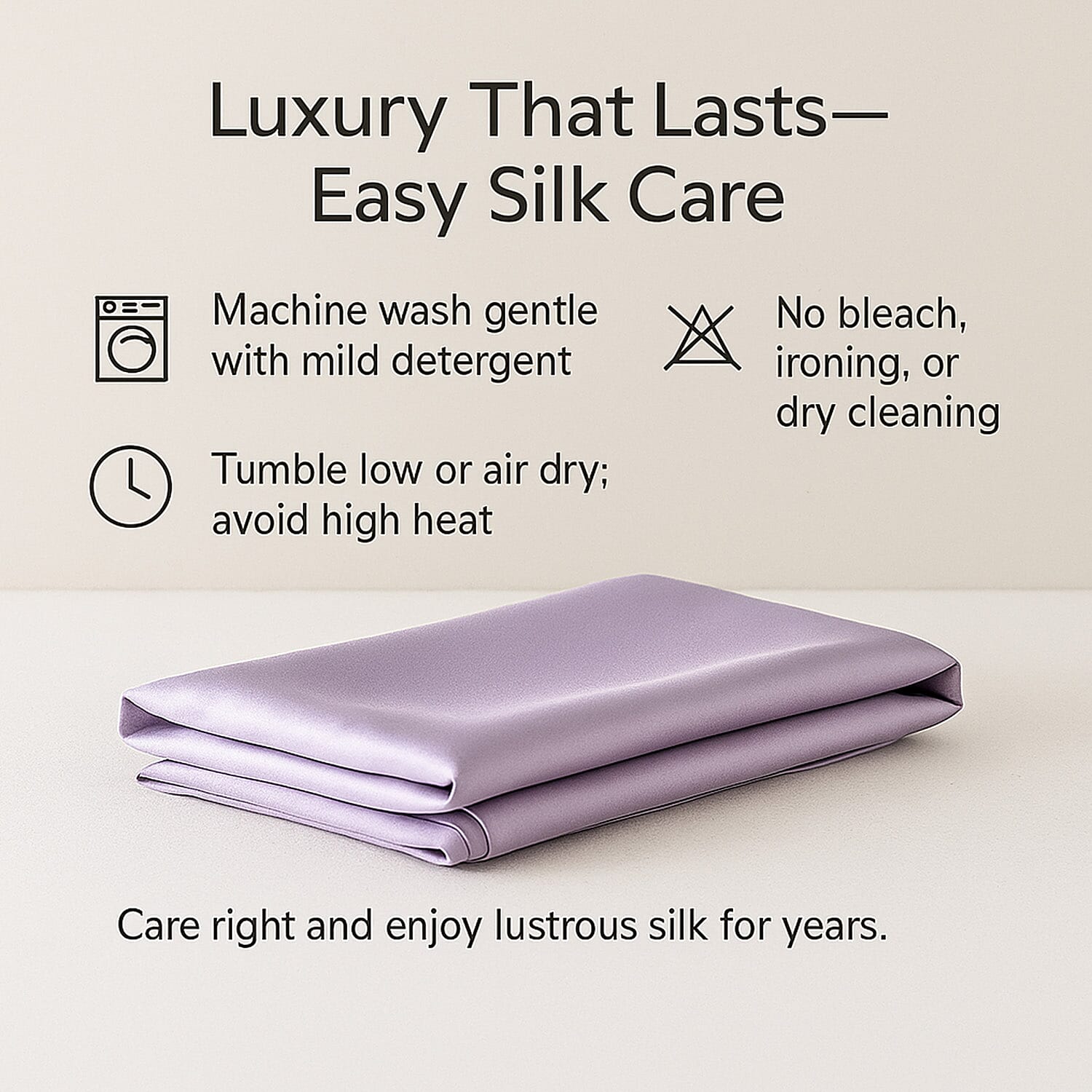 LIVMORE 100% Mulberry Silk Luxury Pillow Cover with MOP Button Closure - Light Purple