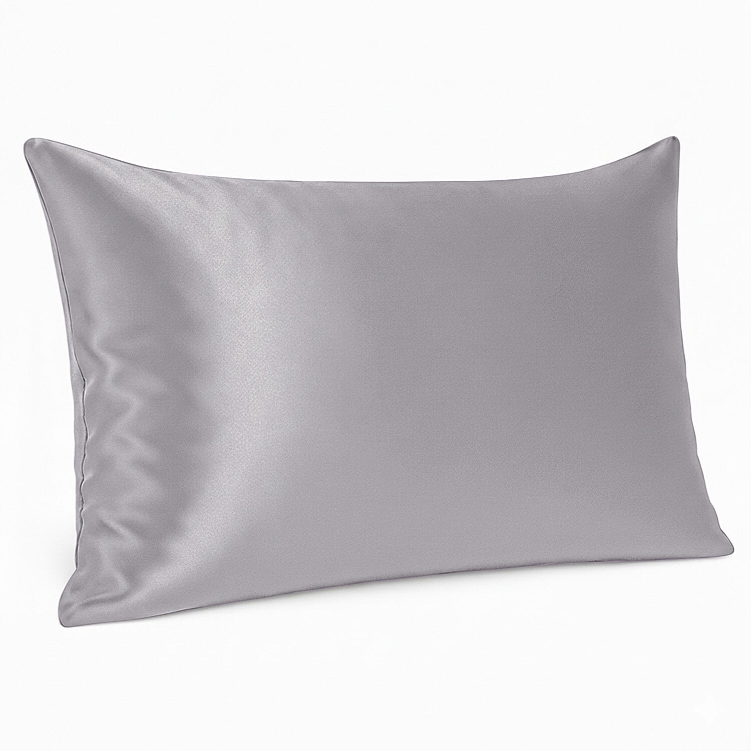 LIVMORE 100% Mulberry Silk Luxury Pillow Cover with MOP Button Closure - Silver Grey