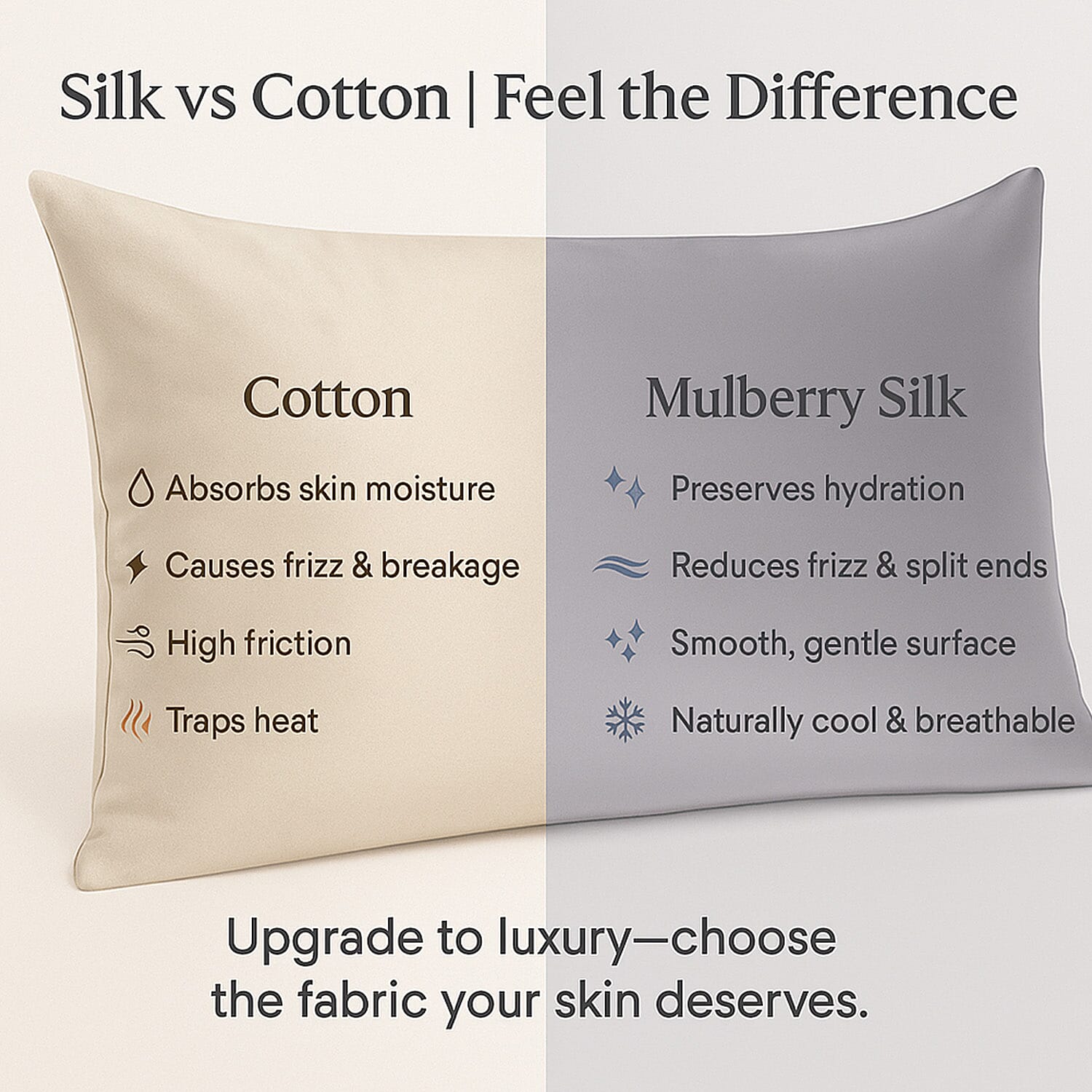 LIVMORE 100% Mulberry Silk Luxury Pillow Cover with MOP Button Closure - Silver Grey