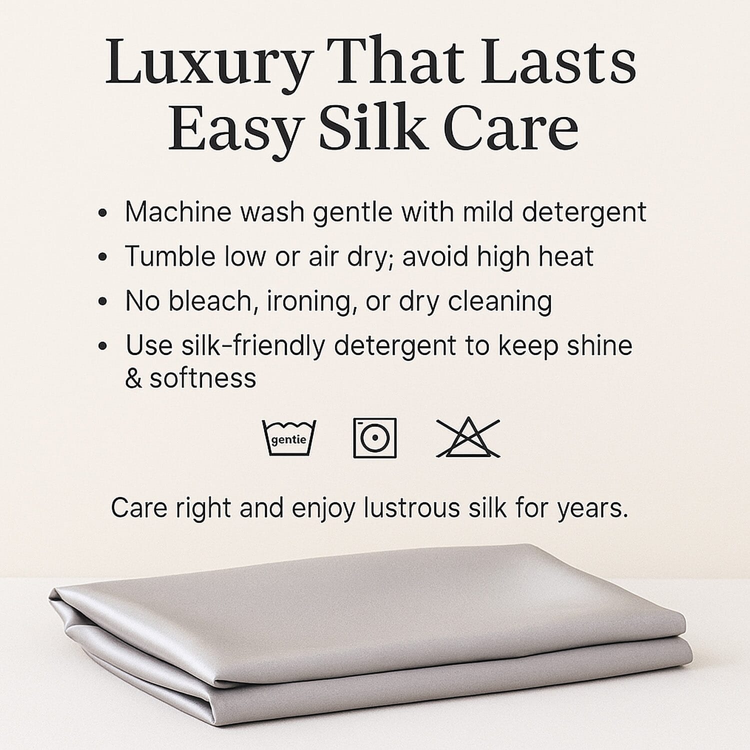 LIVMORE 100% Mulberry Silk Luxury Pillow Cover with MOP Button Closure - Silver Grey