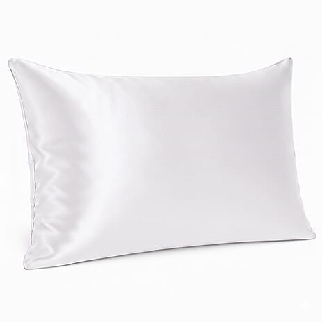 LIVMORE 100% Mulberry Silk Luxury Pillow Cover with MOP Button Closure - Ivory