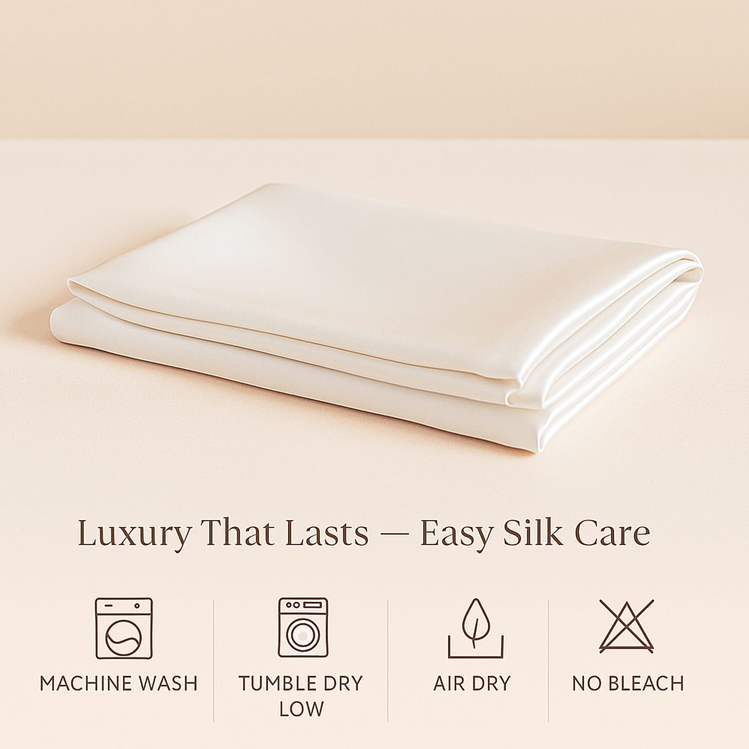 LIVMORE 100% Mulberry Silk Luxury Pillow Cover with MOP Button Closure - Ivory