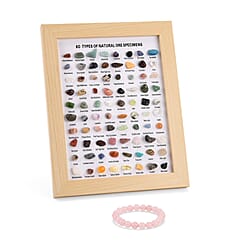 80 Genuine Gemstone Frame Collection with Bracelet (Size 7 Strachable) - Rose Quartz