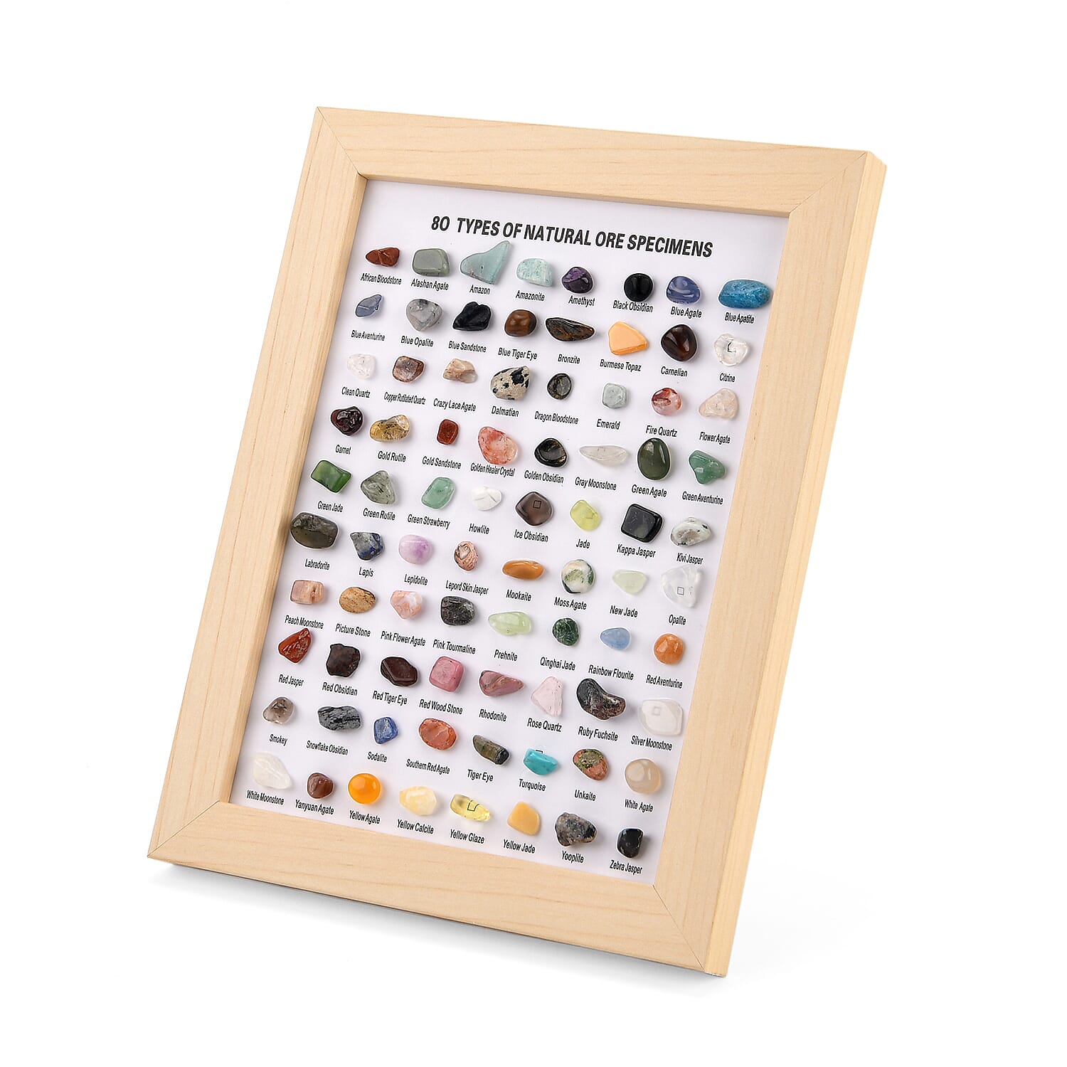 80 Genuine Gemstone Frame Collection with Bracelet (Size 7 Strachable) - Rose Quartz