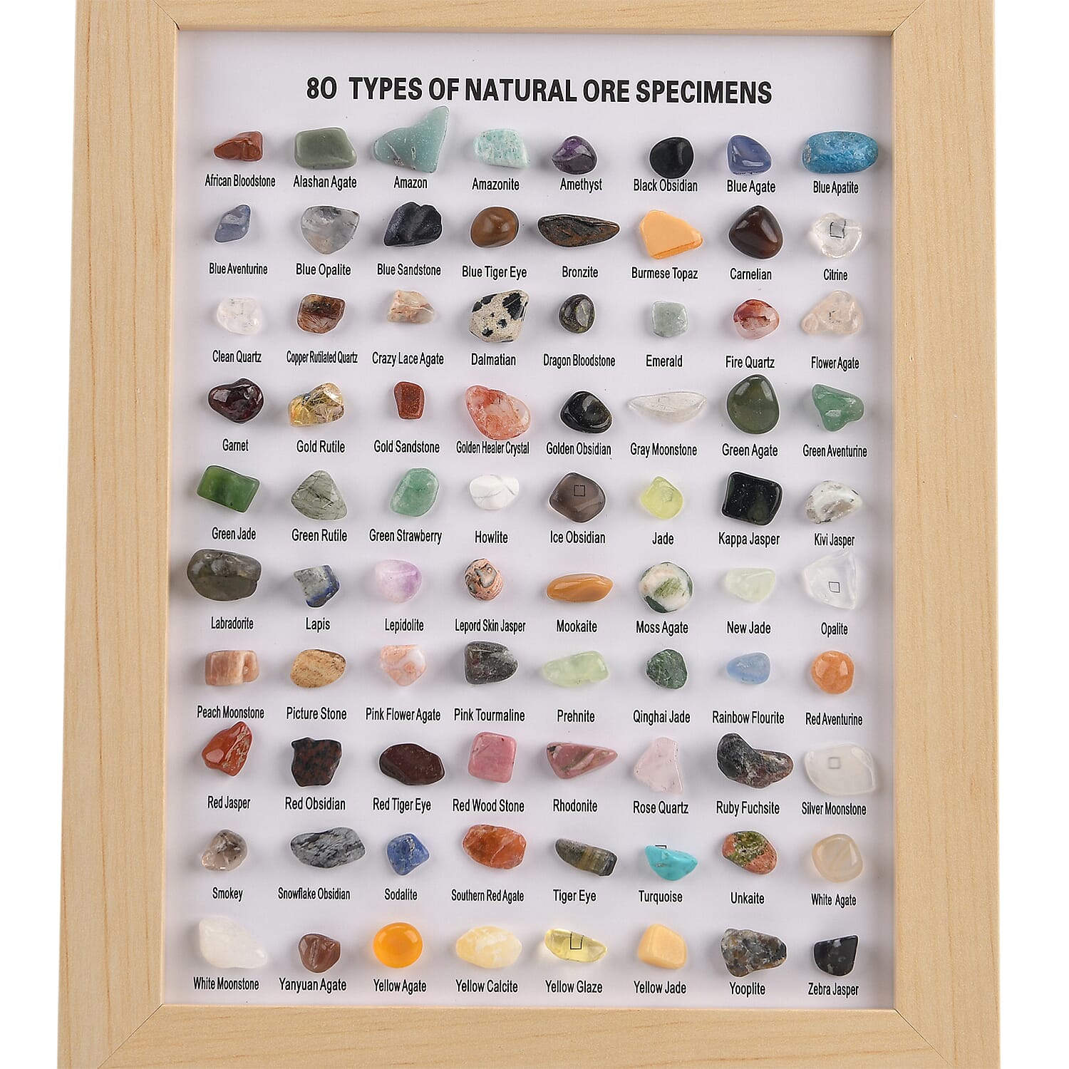 80 Genuine Gemstone Frame Collection with Bracelet (Size 7 Strachable) - Rose Quartz