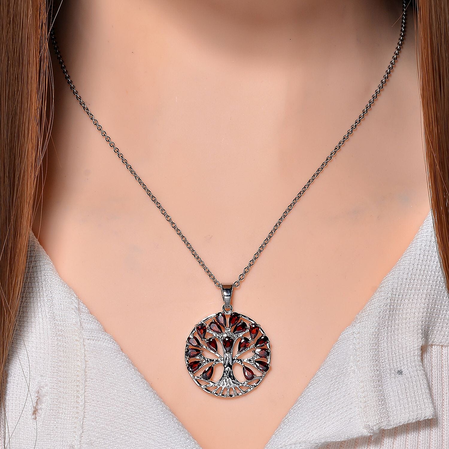 Red Cubic Zirconia Fancy Necklace (Size - 20)   6.00 Ct.