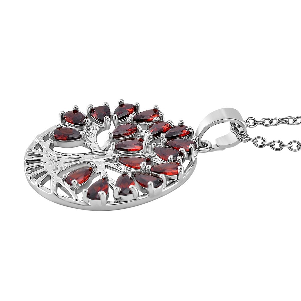 Red Cubic Zirconia Fancy Necklace (Size - 20)   6.00 Ct.