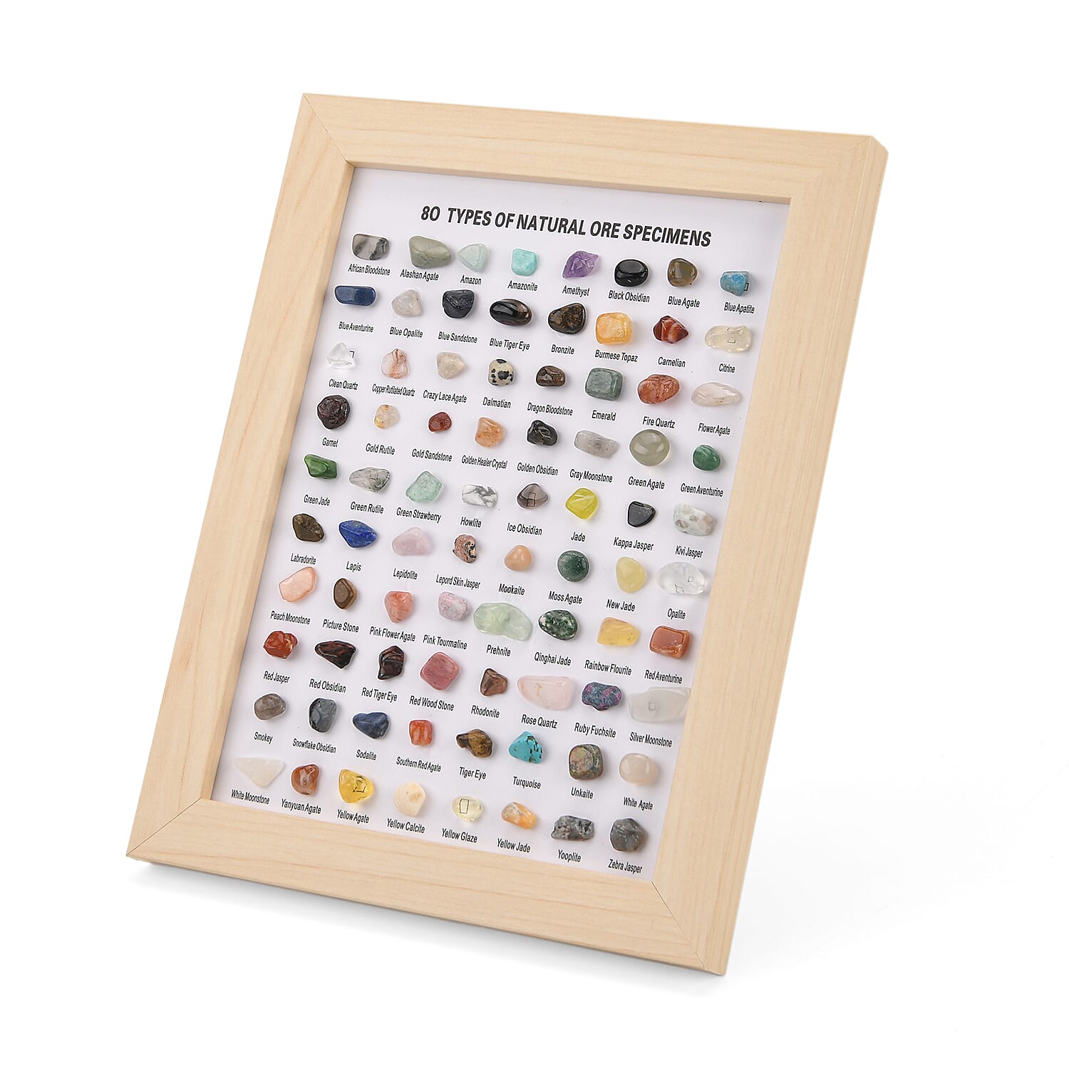 80 Genuine Gemstone Frame Collection with Bracelet (Size 7 Stretchable) - Tiger Eye