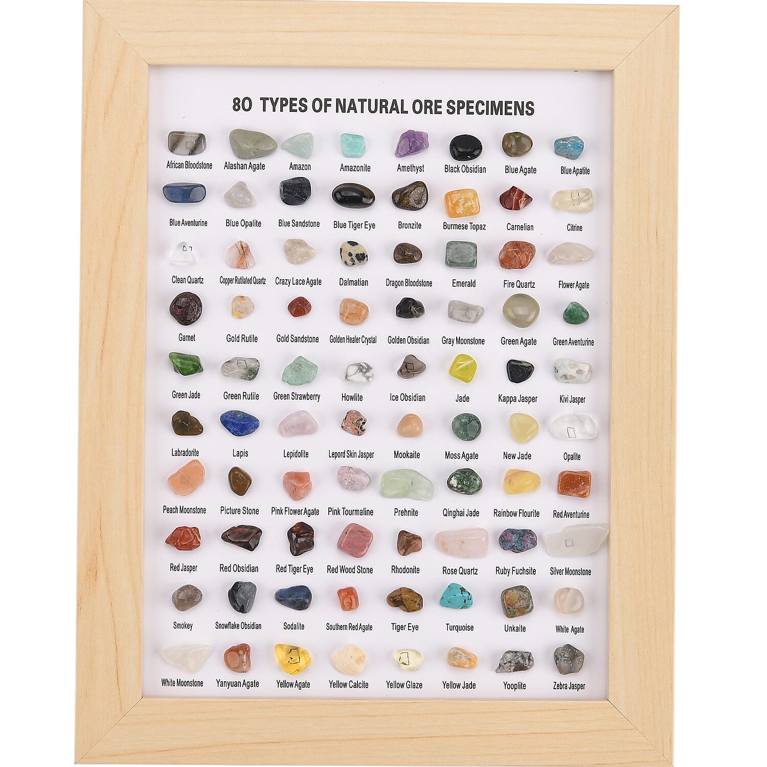 80 Genuine Gemstone Frame Collection with Bracelet (Size 7 Stretchable) - Tiger Eye