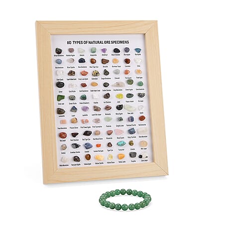 80 Genuine Gemstone Frame Collection with Bracelet (Size 7 Stretchable) - Green Aventurine