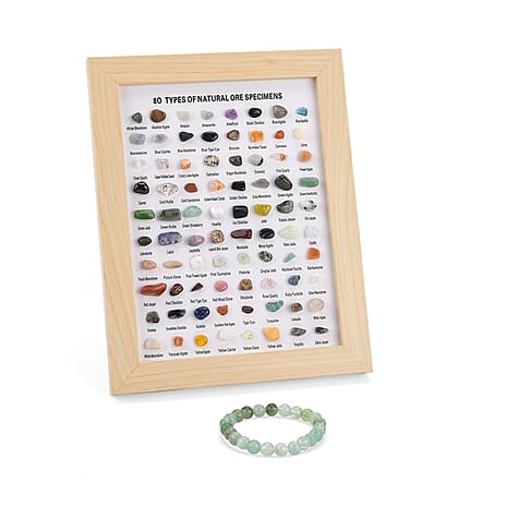 80 Genuine Gemstone Frame Collection with Bracelet (Size 7 Stretchable) - Fluorite
