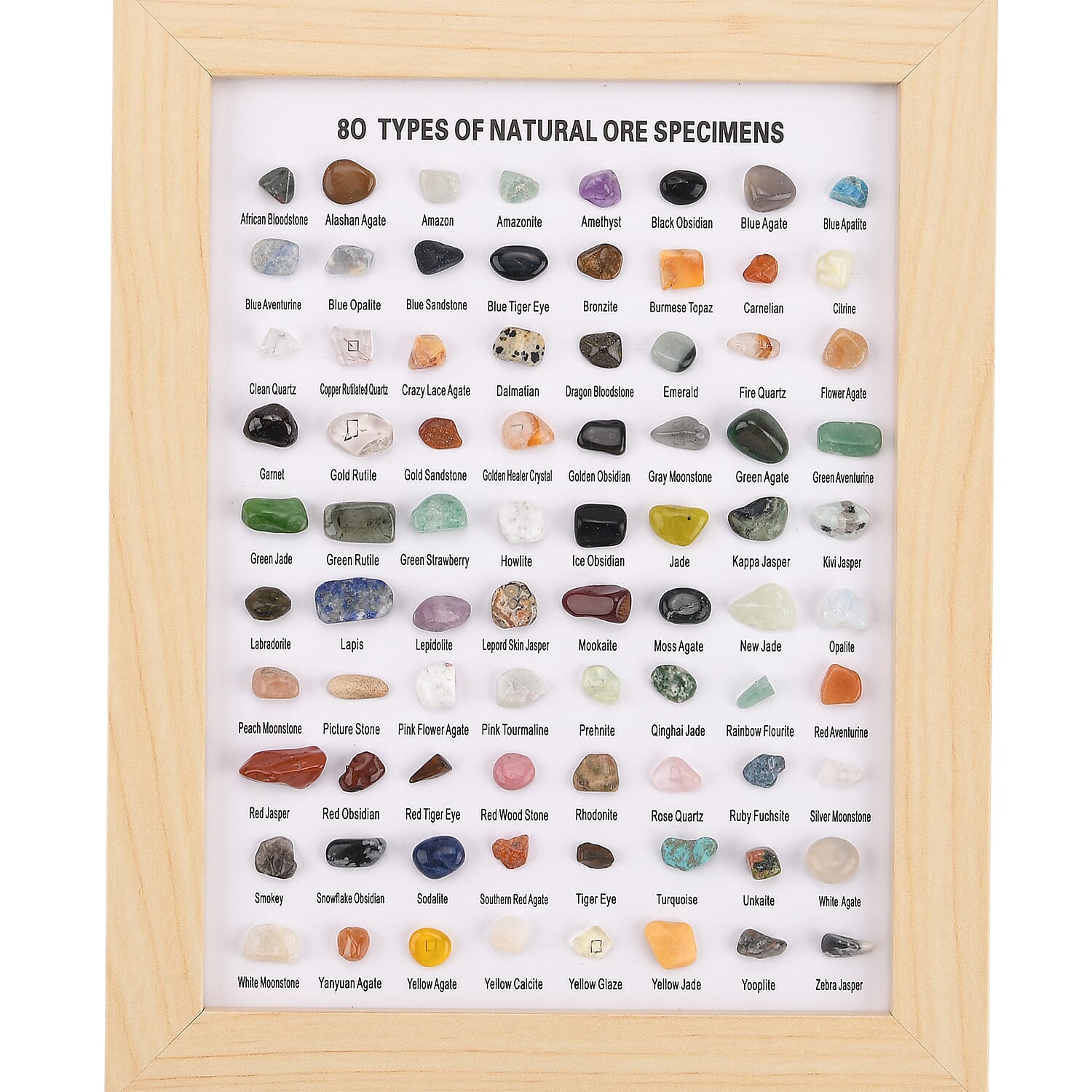 80 Genuine Gemstone Frame Collection with Bracelet (Size 7 Stretchable) - Fluorite