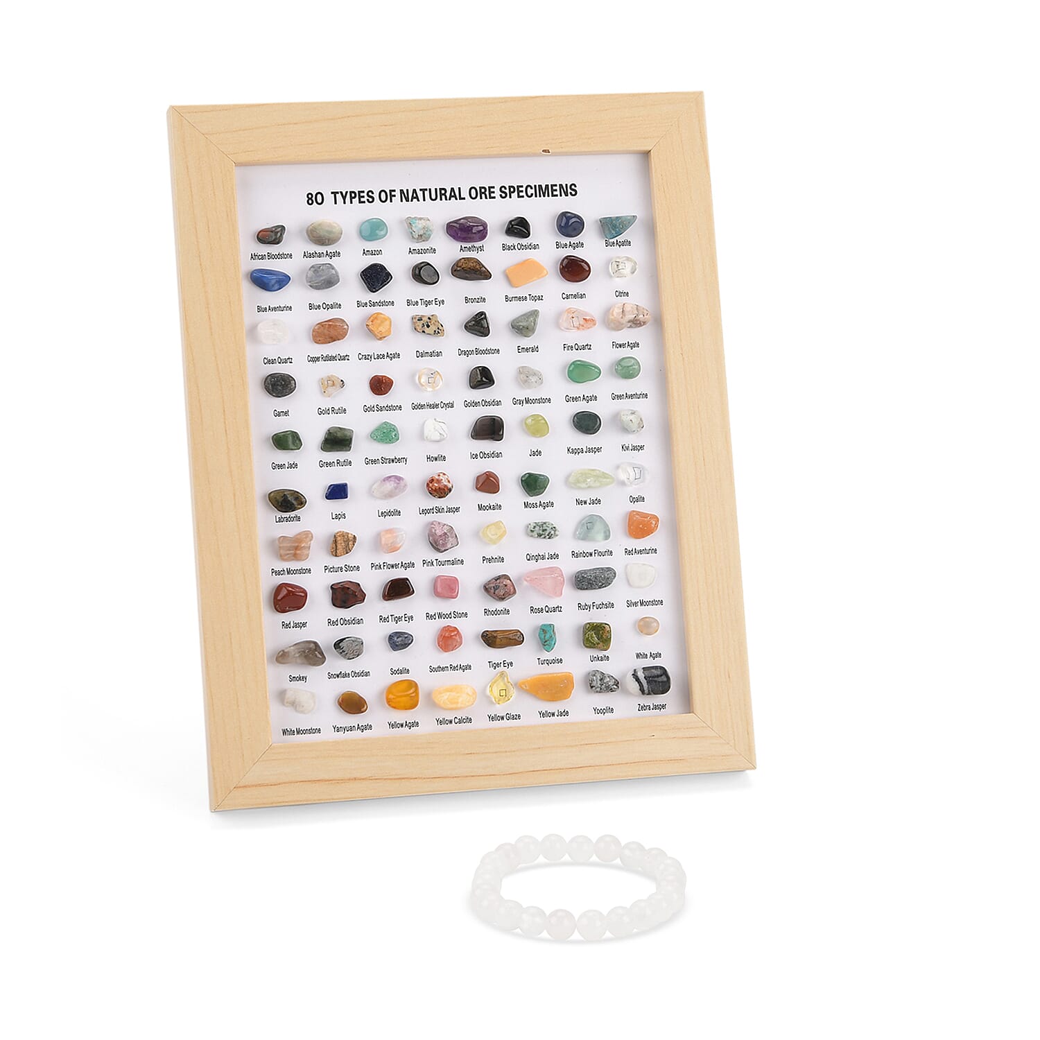 80 Genuine Gemstone Frame Collection with Stretchable Bracelet - Clear Quartz
