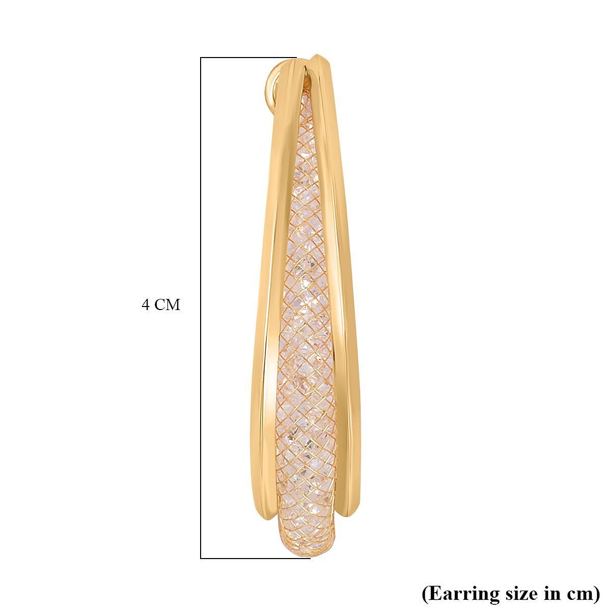 NY CLOSE OUT DEAL - White Cubic Zirconia Earring with Clasp in Gold Plated
