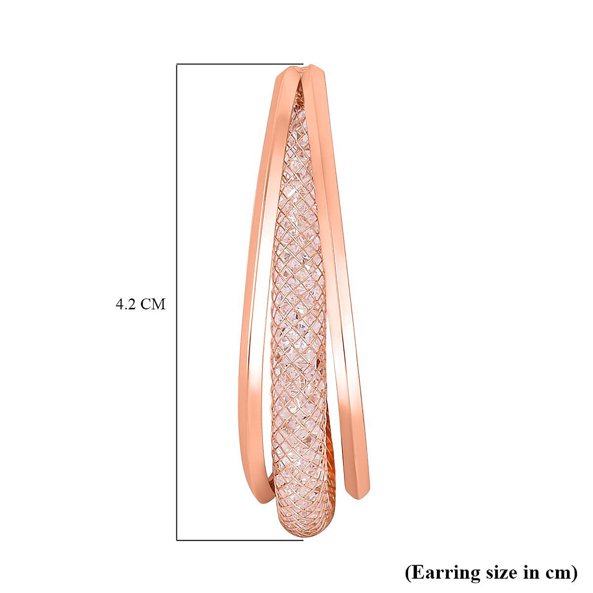 NY CLOSE OUT DEAL - White Cubic Zirconia Earring with Clasp in Rose Gold Plated