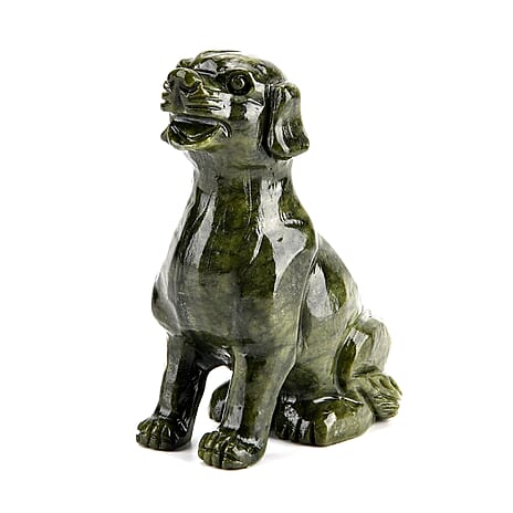 Limited Edition Handcrafted Serpentine Jade Figurine - Dogs are Considered a Symbol of Loyalty, Protection, and Companionship