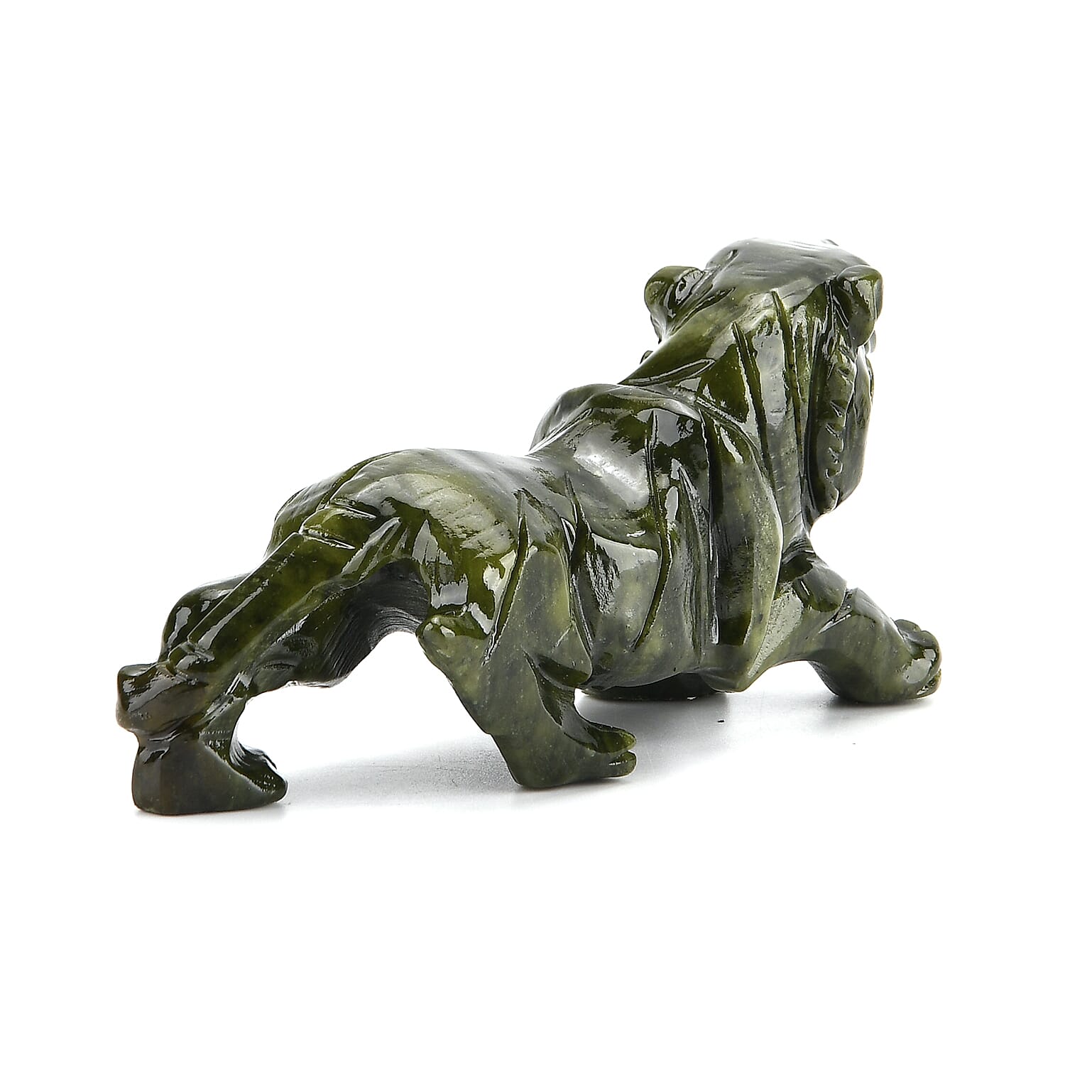 Limited Edition Handcrafted Serpentine Jade Figurine - Lions are Considered a Symbol of Courage, Strength, Royalty, and Power