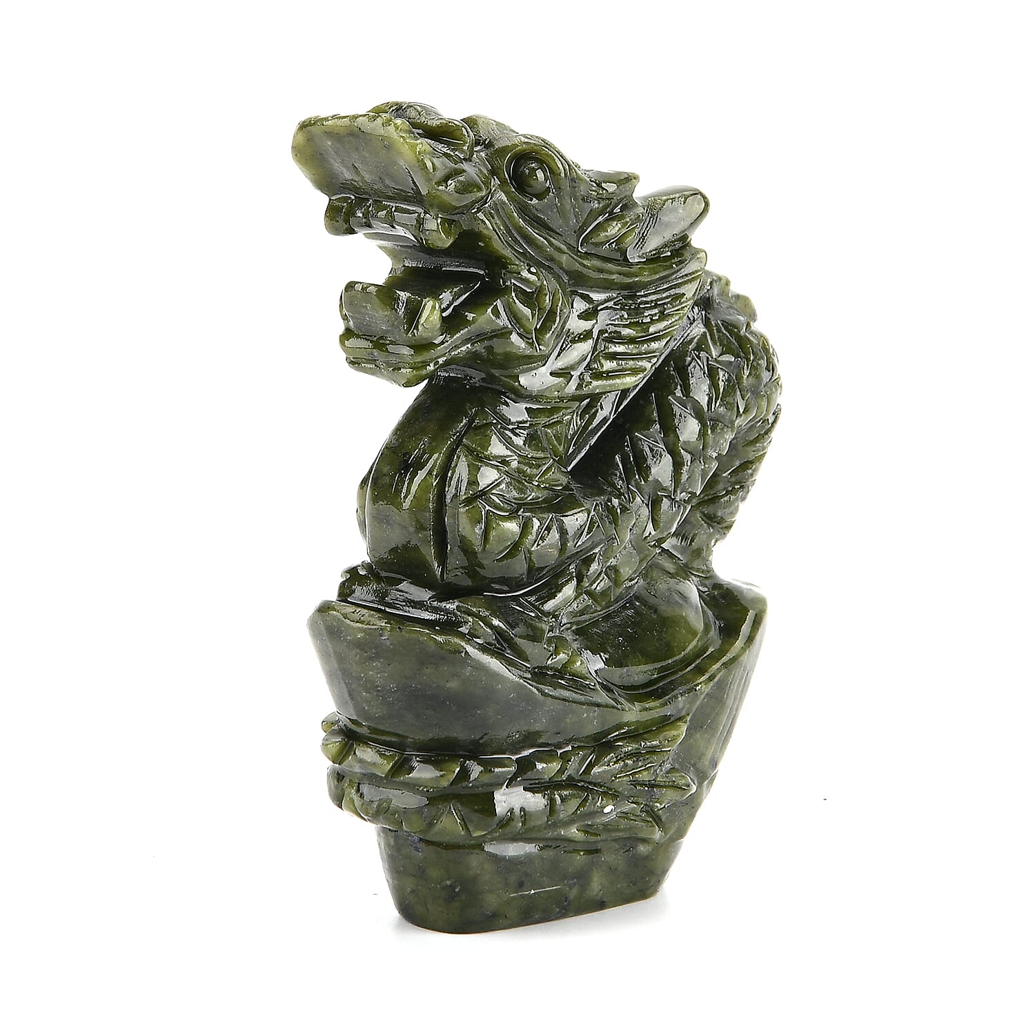 Limited Edition Handcrafted Serpentine Jade Figurine - Dragons are Considered a Symbol of Good Luck, Power, Wisdom and Protection