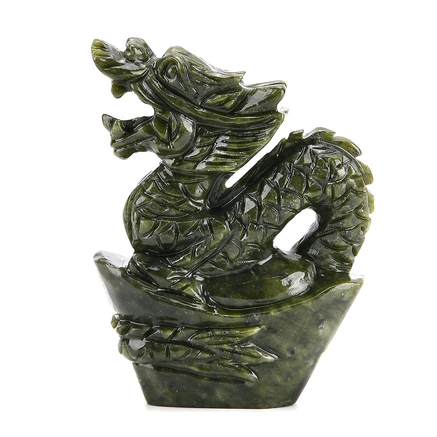 Limited Edition Handcrafted Serpentine Jade Figurine - Dragons are Considered a Symbol of Good Luck, Power, Wisdom and Protection